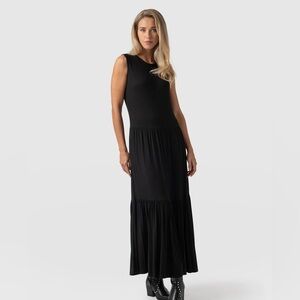 Saint + Sofia Greenwich Dress Jersey Black  Sleeveless Maxi Dress